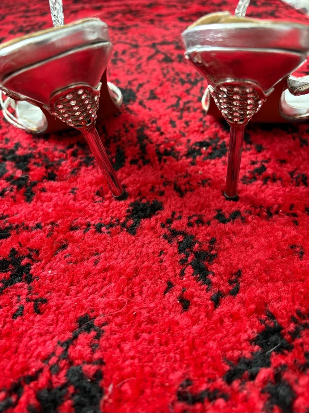 Women’s Silver Rhinestone BIG diamond heels